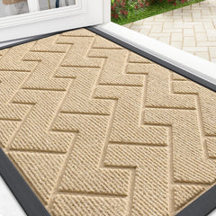 OLANLY Front Door Mat 29.5x17 beige model front view
