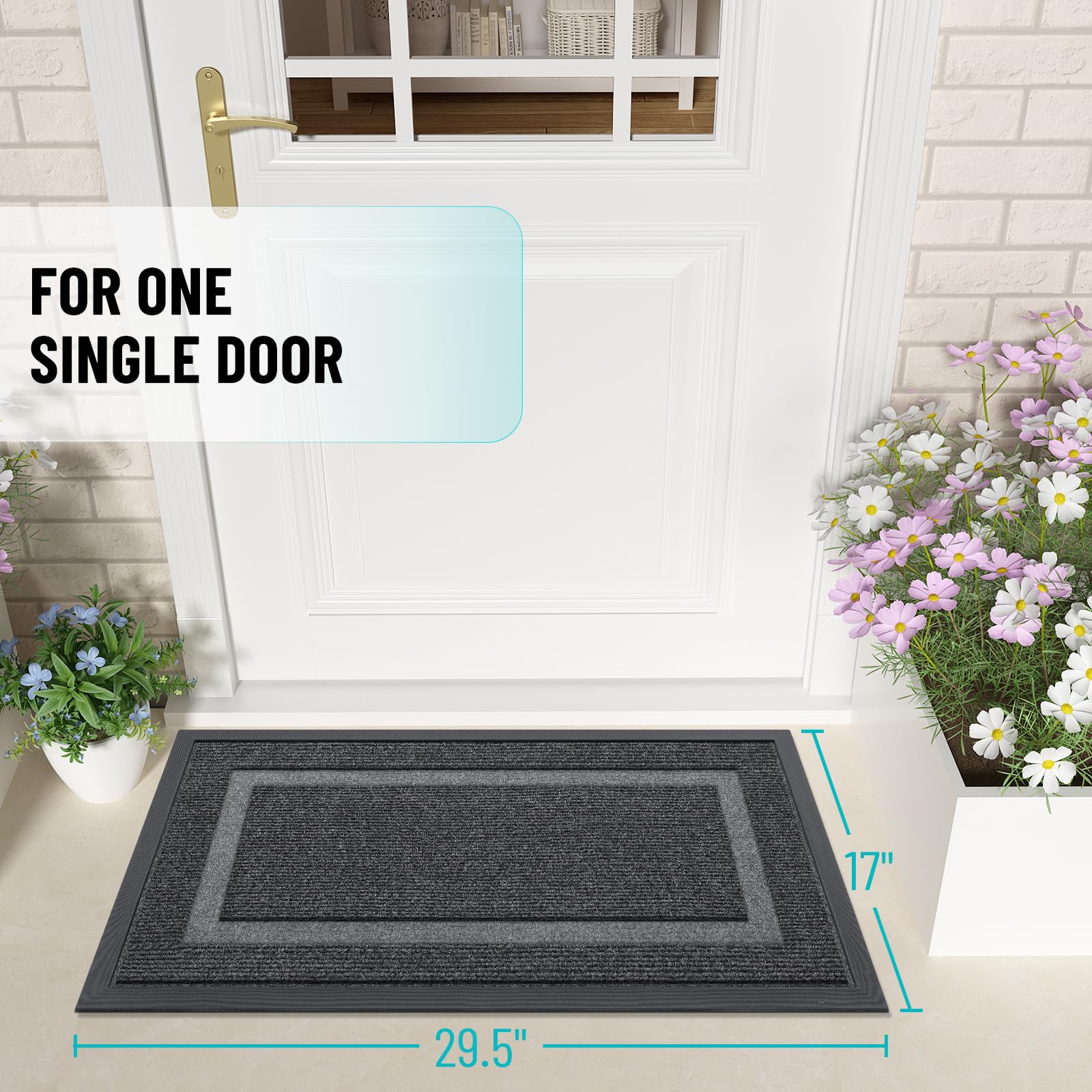 OLANLY Front Door Mat 29.5x17 grey side view
