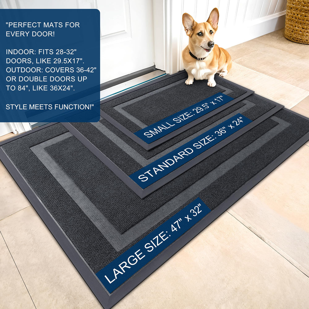 OLANLY Front Door Mat 29.5x17 grey textured surface