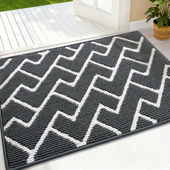 OLANLY Front Door Mat 32x20 charcoal geometric pattern front view