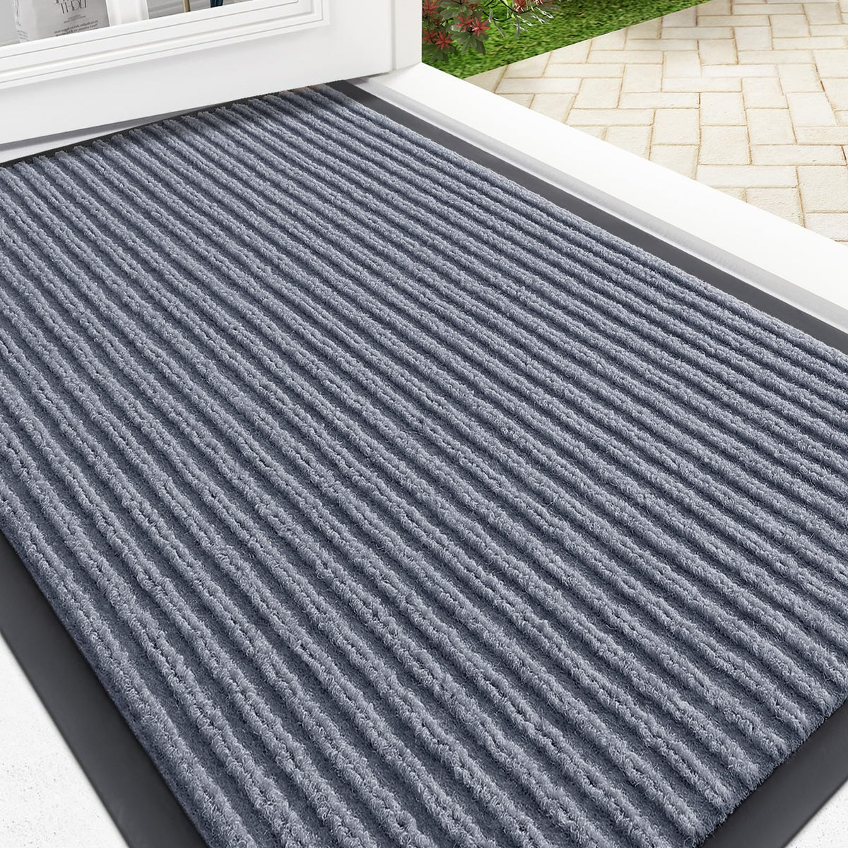 OLANLY Front Door Mat 33x21 ash grey front view