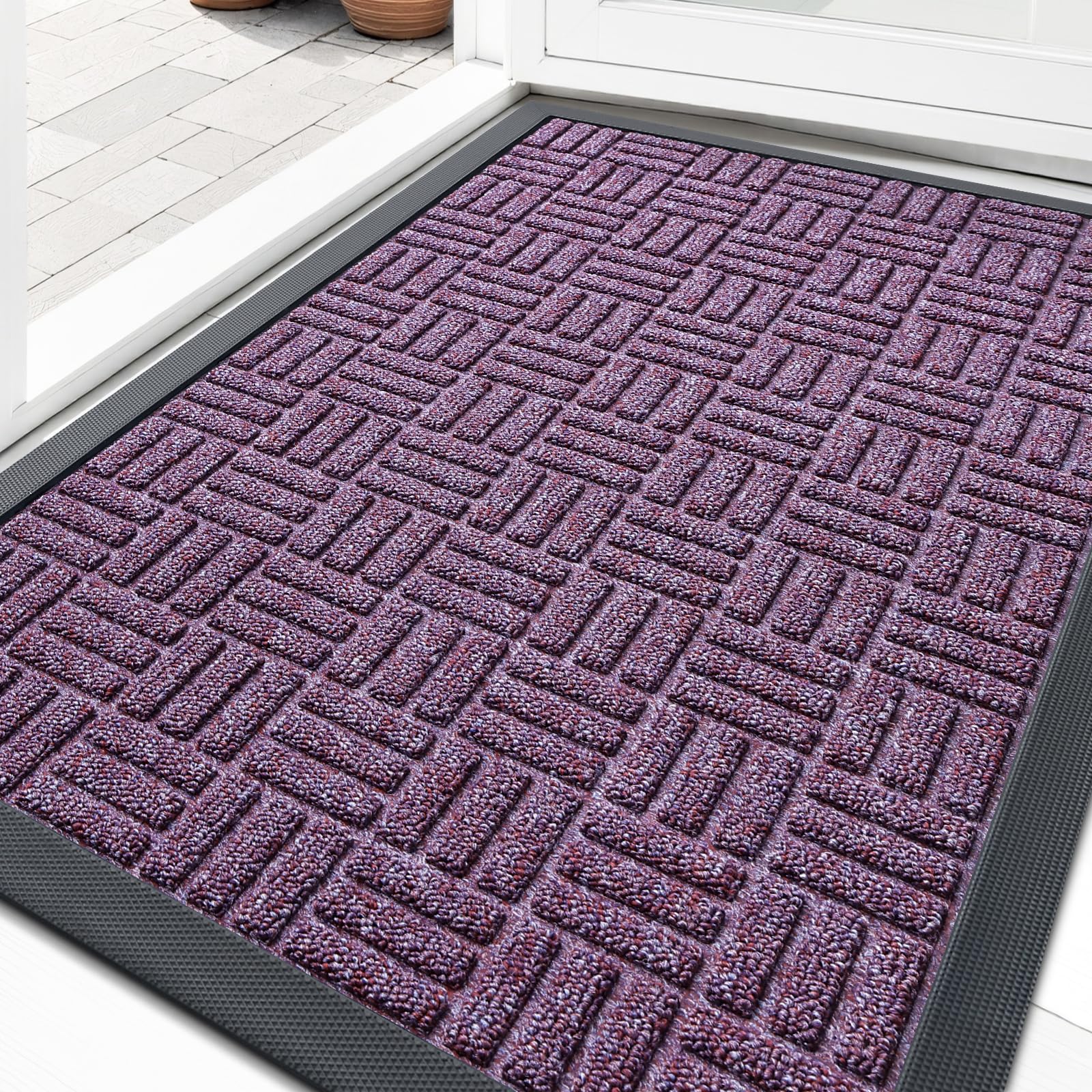 OLANLY Front Door Mat 33x21 violet front view
