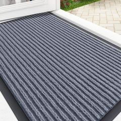 OLANLY Front Door Mat 35x23 ash grey vertical stripe design