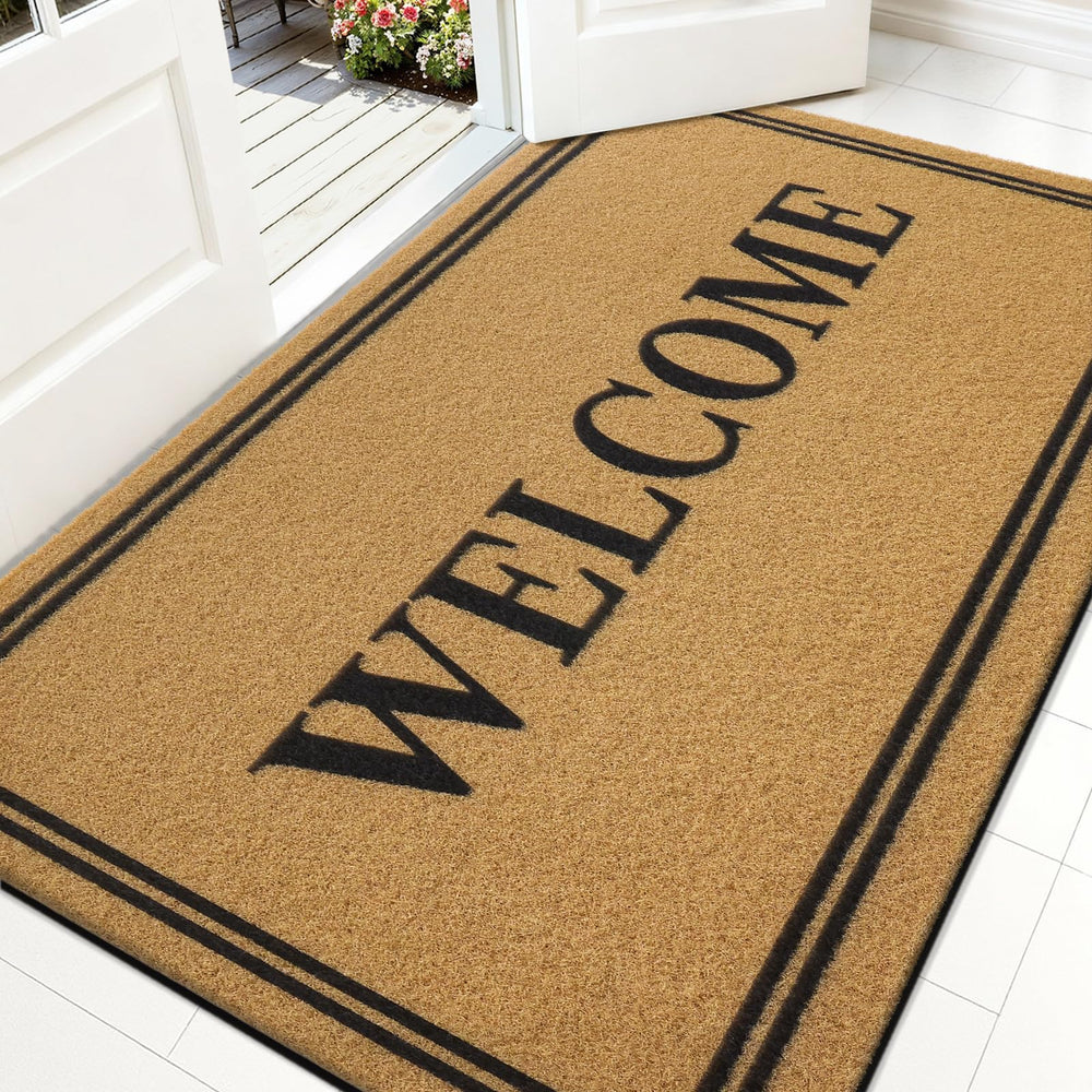 OLANLY Front Door Mat 35x23 brown model front view