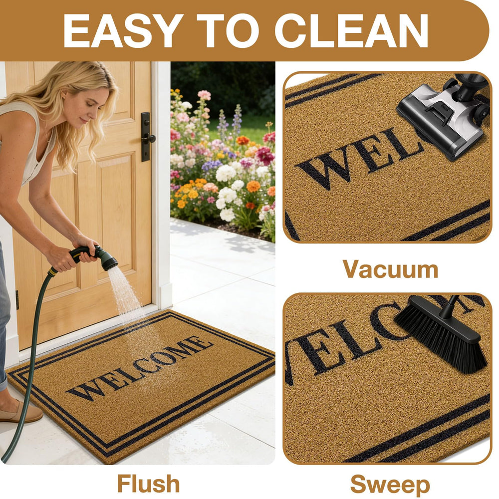 OLANLY Front Door Mat 35x23 capturing dirt and mud