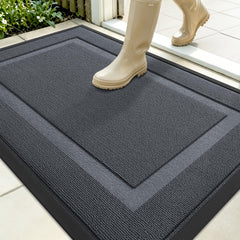 OLANLY Front Door Mat 35x23 Charcoal Gray front view