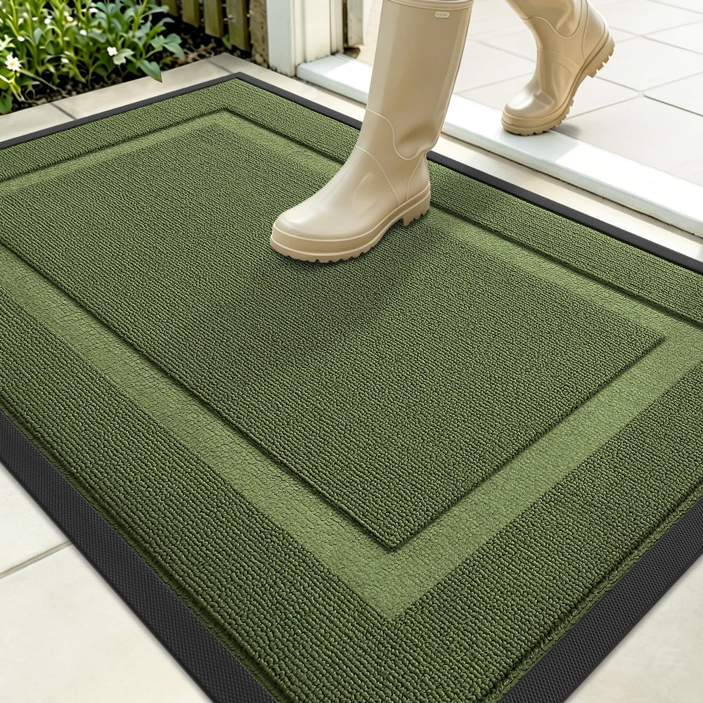 OLANLY Front Door Mat 35x23 Classic Green front view