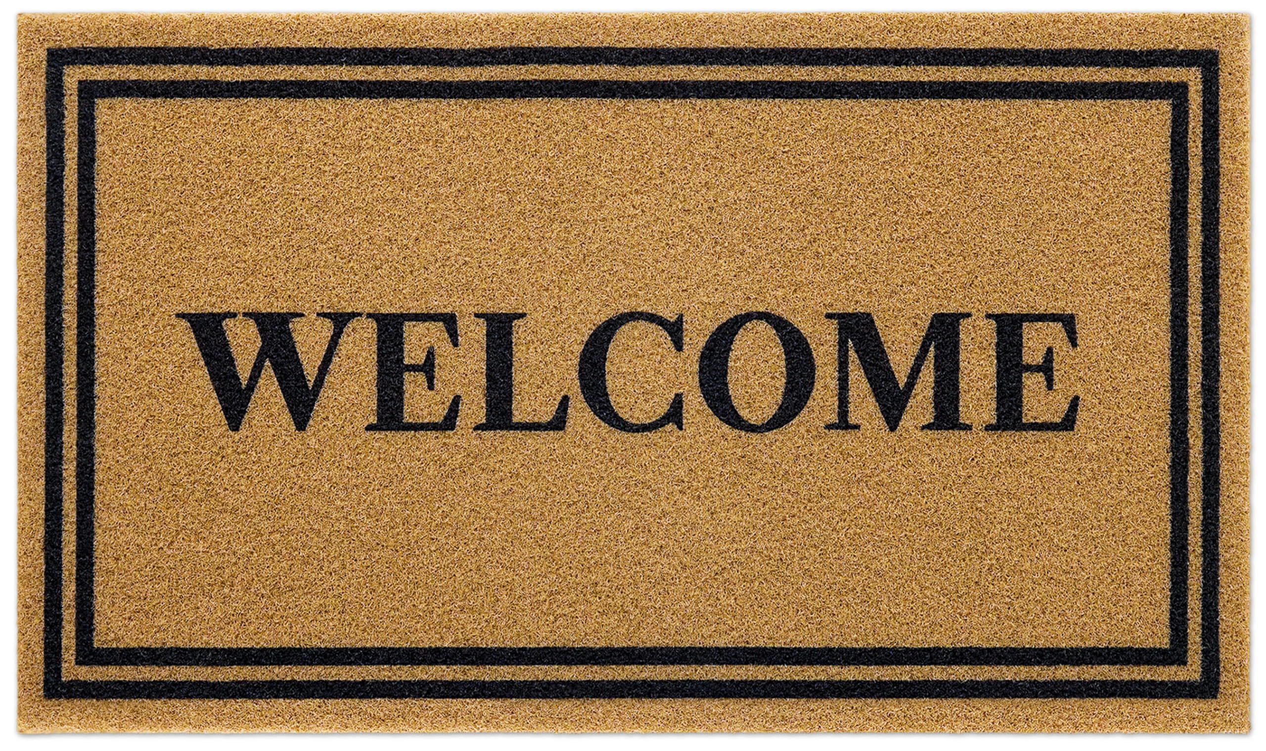 OLANLY Front Door Mat 35x23 close-up of eye-catching lettering