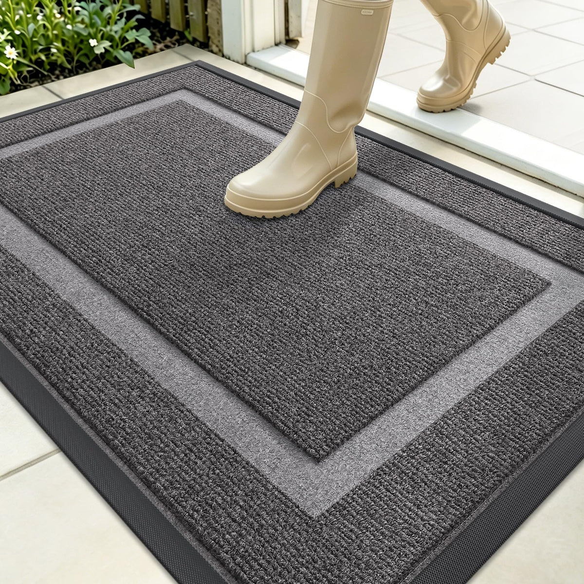 OLANLY Front Door Mat 35x23 dark grey front view