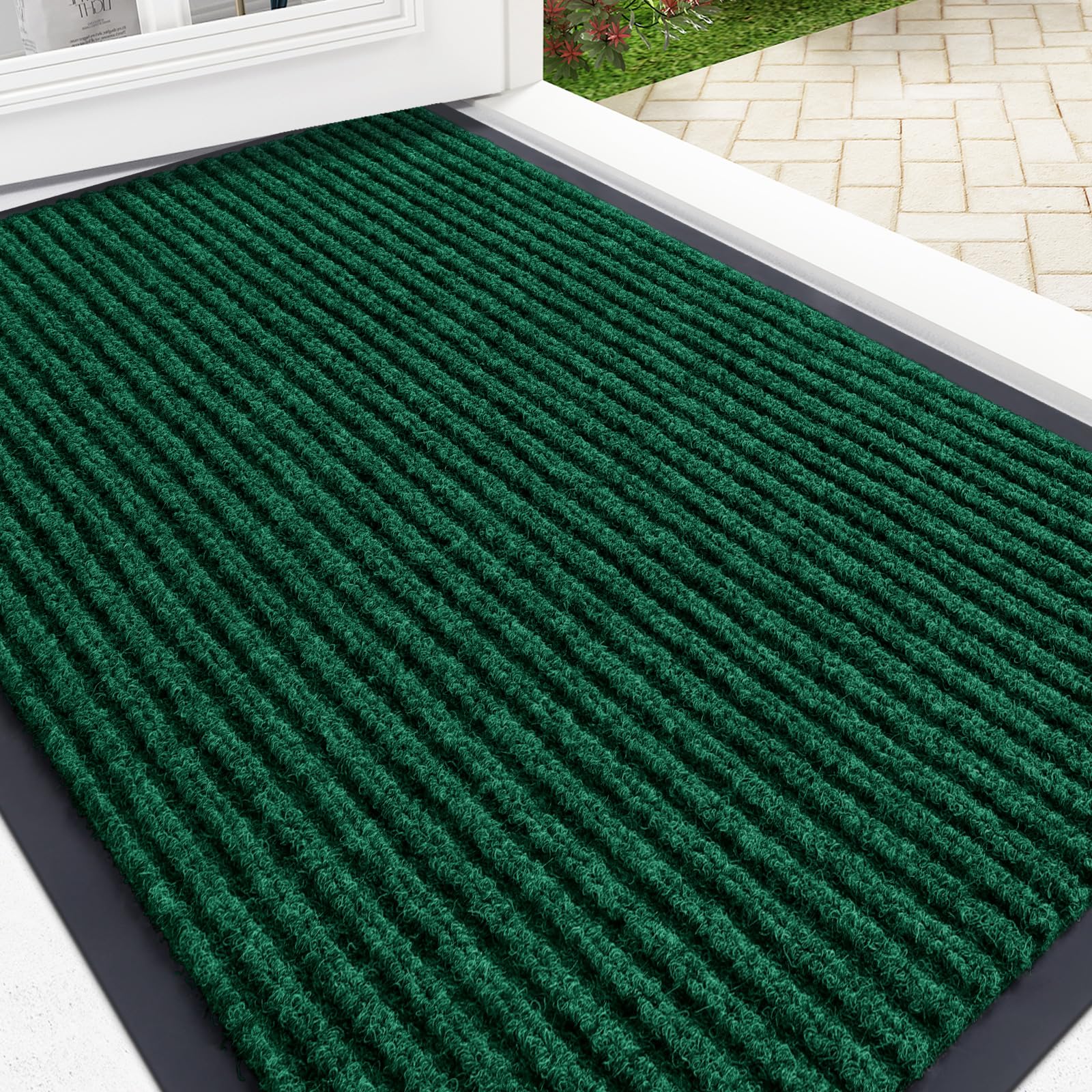 OLANLY Front Door Mat 35x23 green model front view
