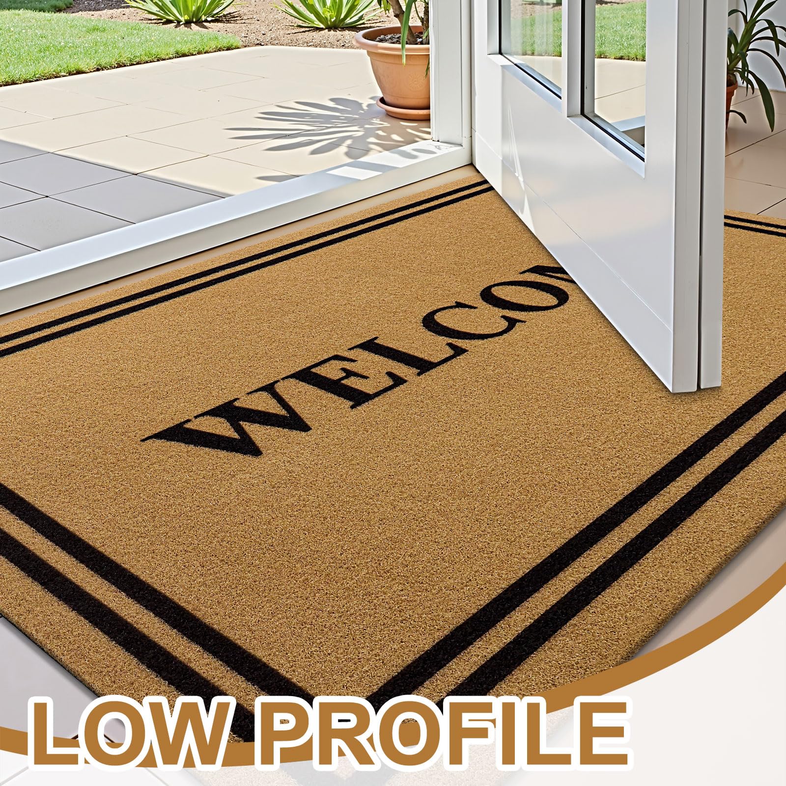 OLANLY Front Door Mat 35x23 in a living room setting