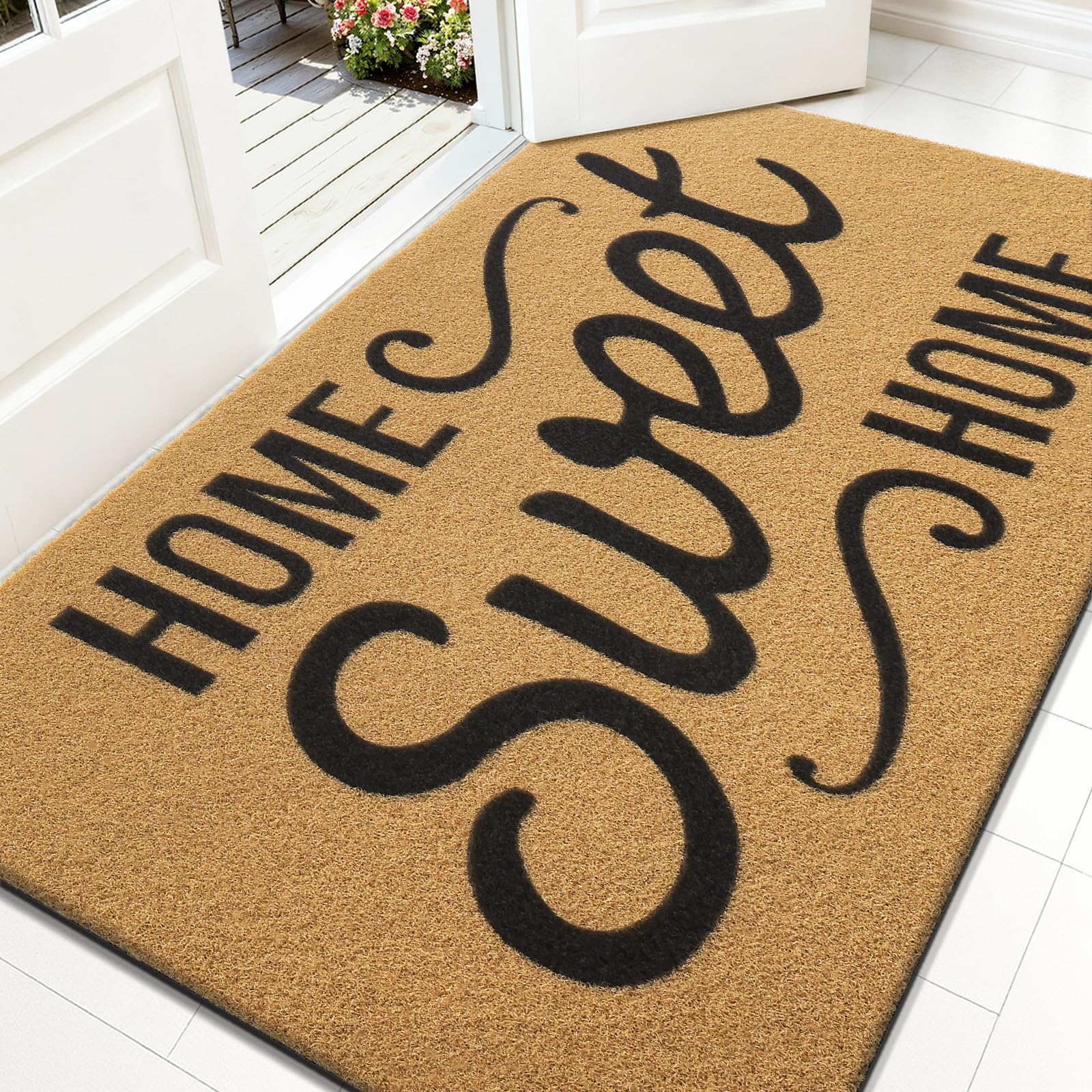 OLANLY Front Door Mat 35x23 inches brown front view