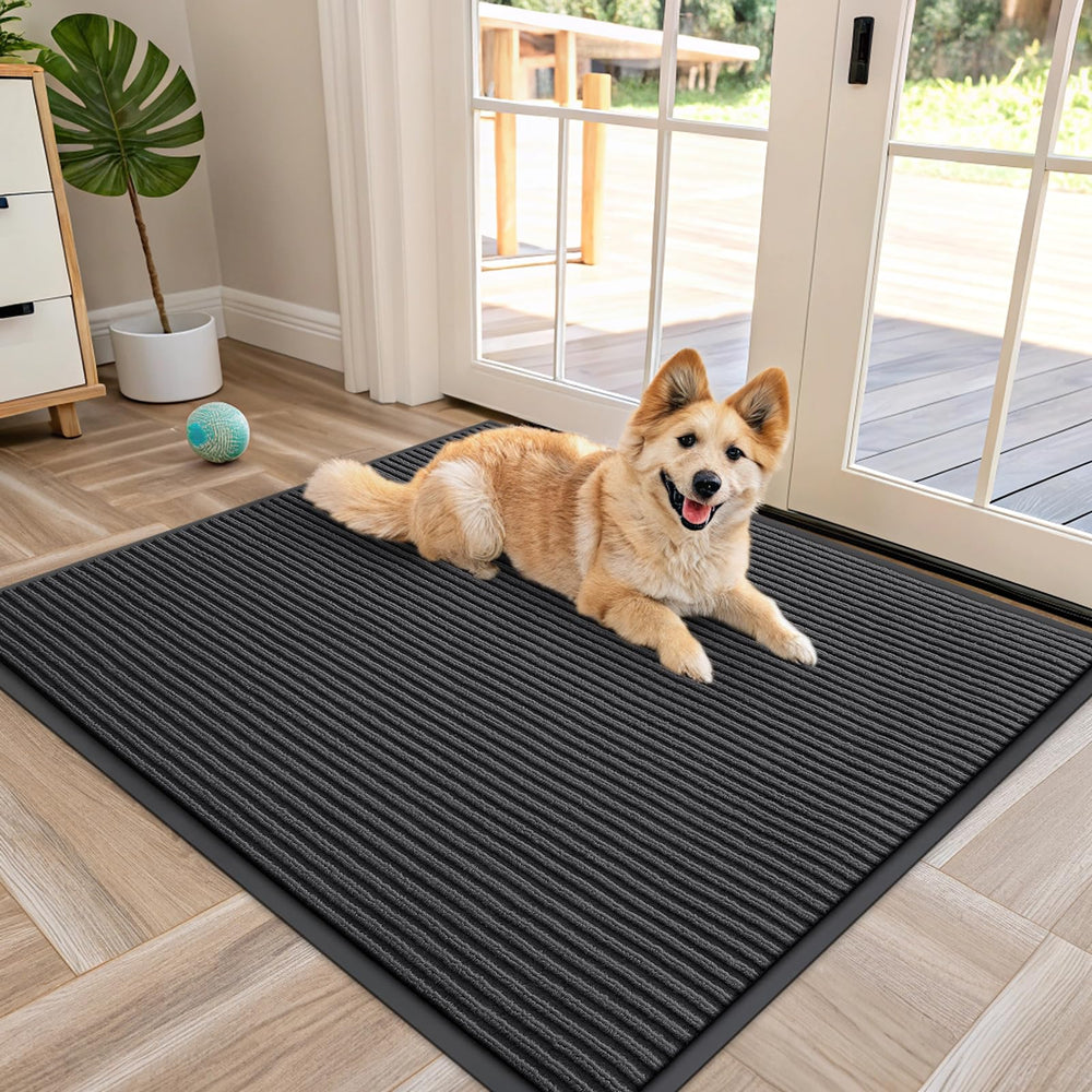 OLANLY Front Door Mat 40x32 in Charcoal Grey front view