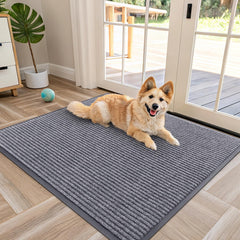 OLANLY Front Door Mat 40x32 Light Gray front view