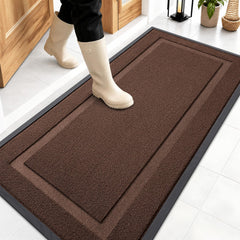 OLANLY Front Door Mat 47"x23" Chocolate Brown front view