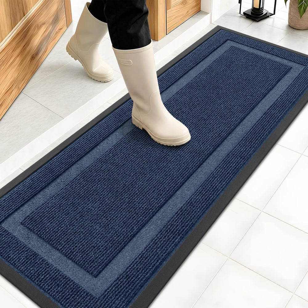 OLANLY Front Door Mat 47x17 blue model front view