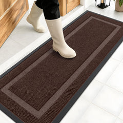 OLANLY Front Door Mat 47x17 dark brown front view