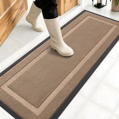OLANLY Front Door Mat 47x17 in Mocha color, front view