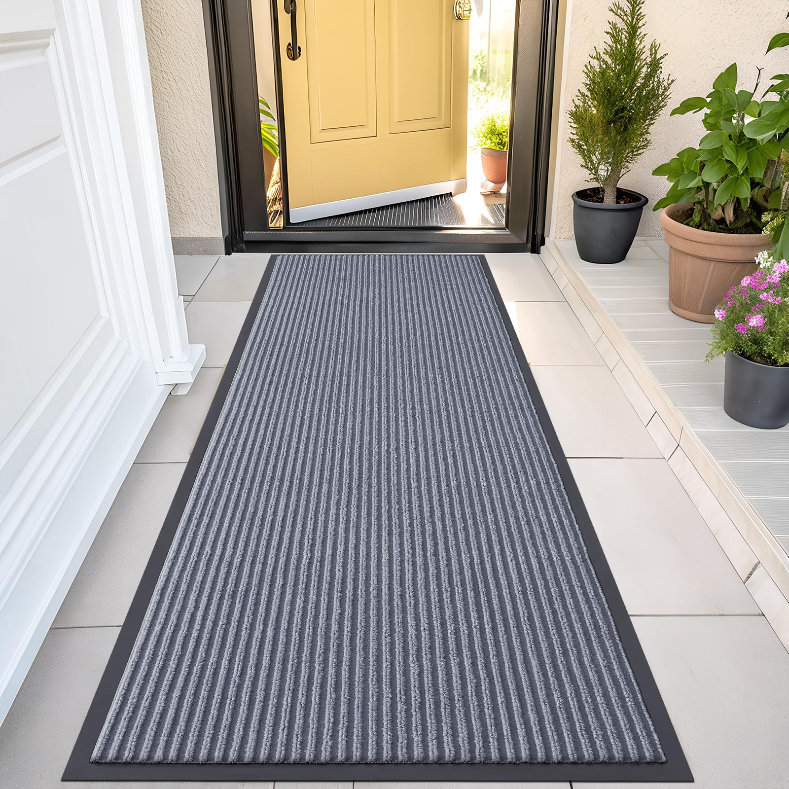 OLANLY Front Door Mat 47x23 ash grey front view