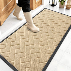 OLANLY Front Door Mat 47x23 beige colour front view