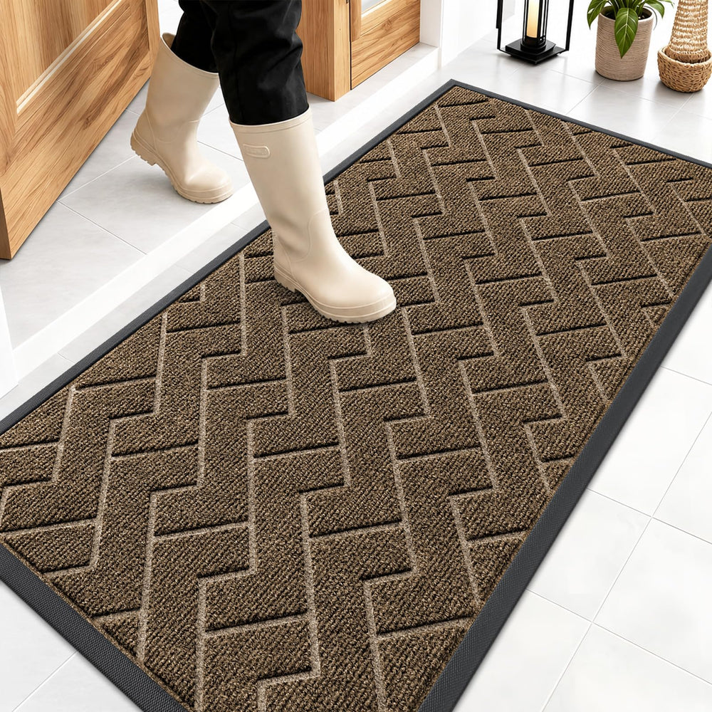 OLANLY Front Door Mat 47x23 brown color front view