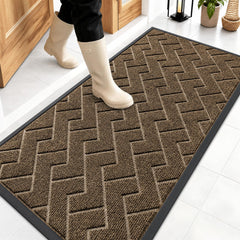 OLANLY Front Door Mat 47x23 brown color front view
