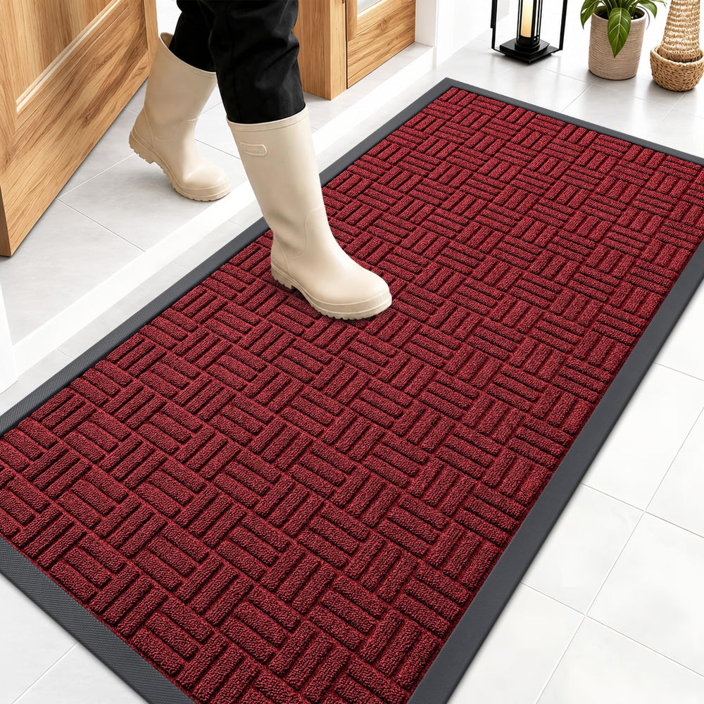 OLANLY Front Door Mat 47x23 front view with rubber backing