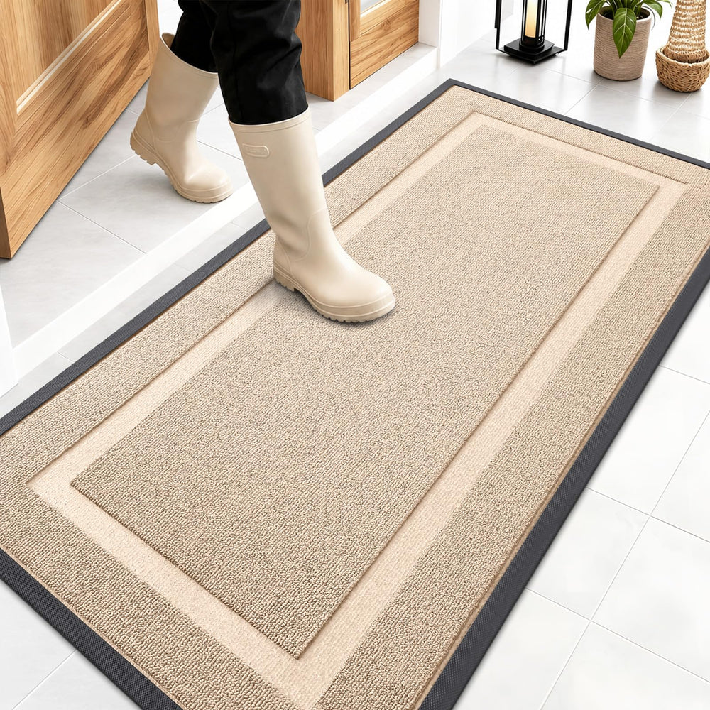 OLANLY Front Door Mat 47x23 off-white front view