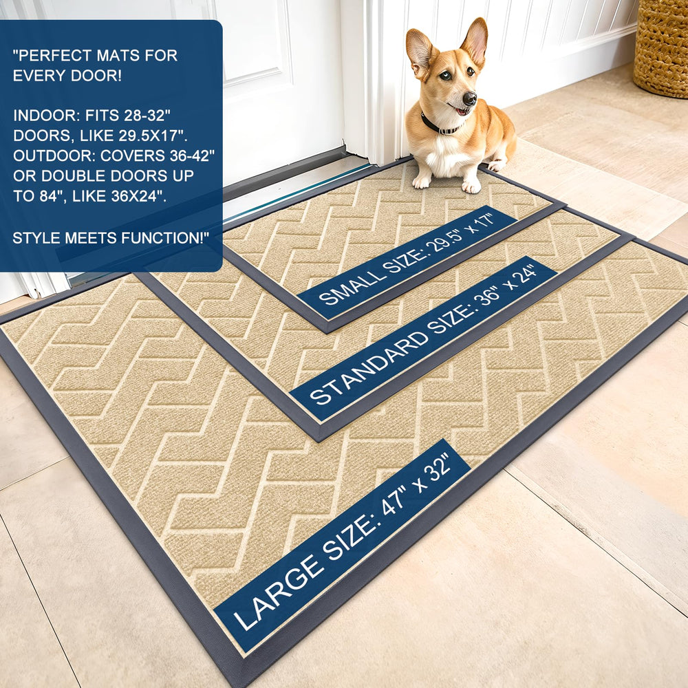 OLANLY Front Door Mat 47x23 showing rubber backing