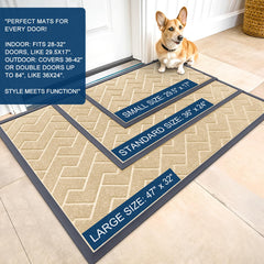 OLANLY Front Door Mat 47x23 showing rubber backing