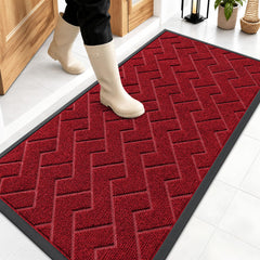 OLANLY Front Door Mat 47x23 Wine Red front view