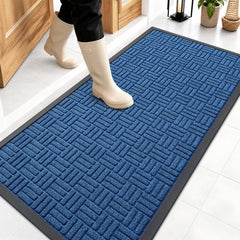 OLANLY Front Door Mat 47x23 with natural rubber backing, ocean blue