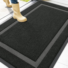 OLANLY Front Door Mat 47x30 black front view