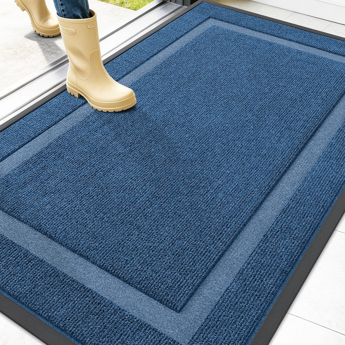 OLANLY Front Door Mat 47x30 light blue front view