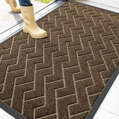 OLANLY front door mat 47x32 brown model front view