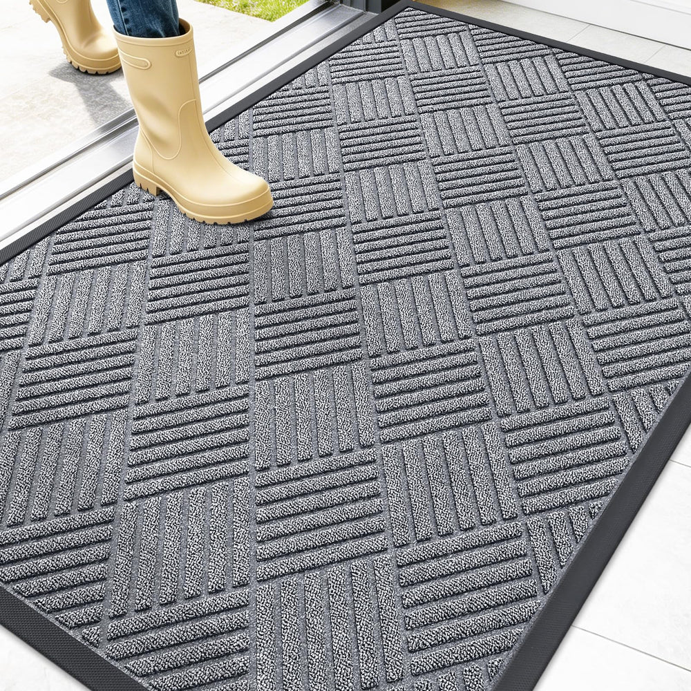 OLANLY Front Door Mat 47x32 Charcoal Gray front view