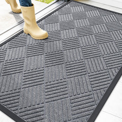 OLANLY Front Door Mat 47x32 Charcoal Gray front view