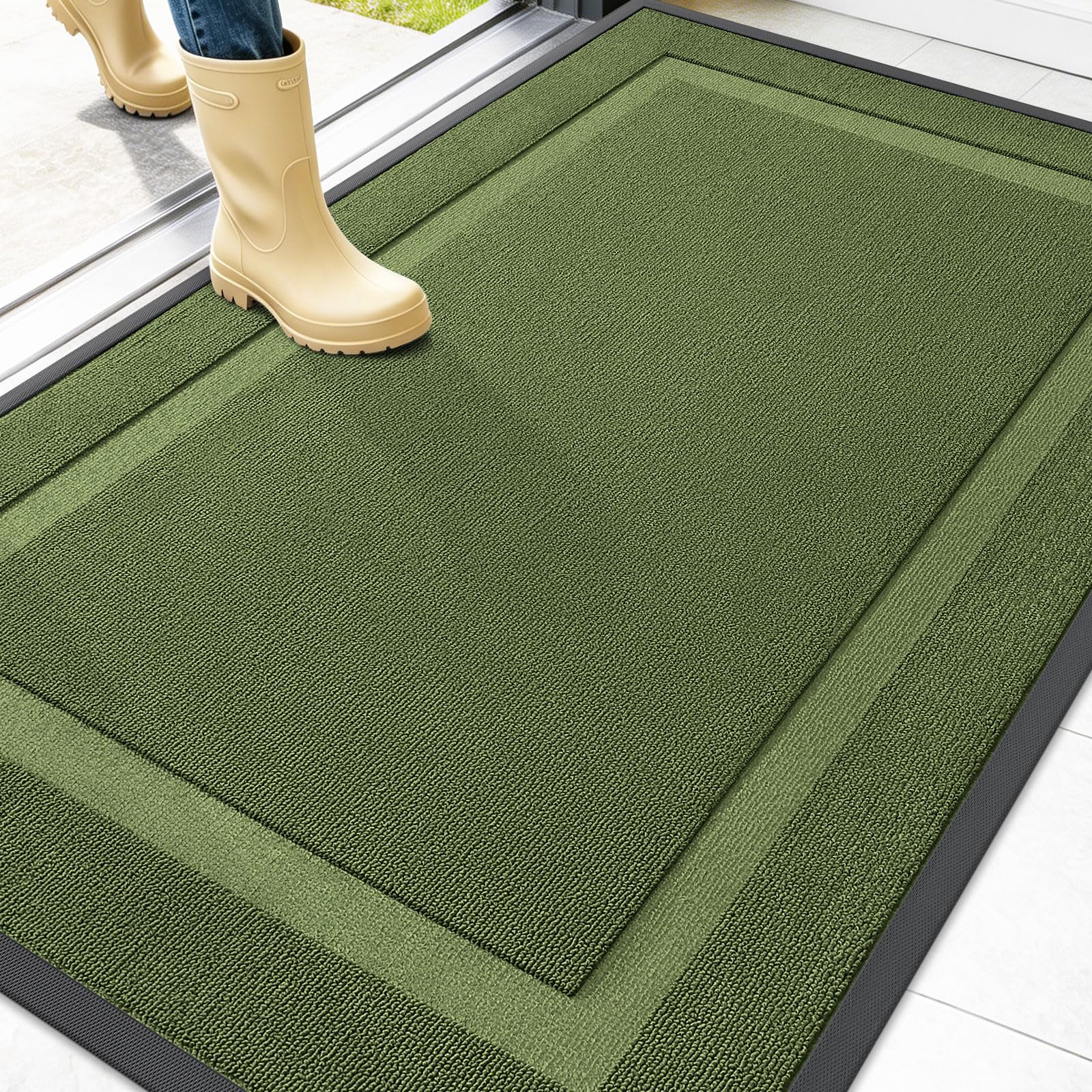 OLANLY Front Door Mat 47x32 classic green front view