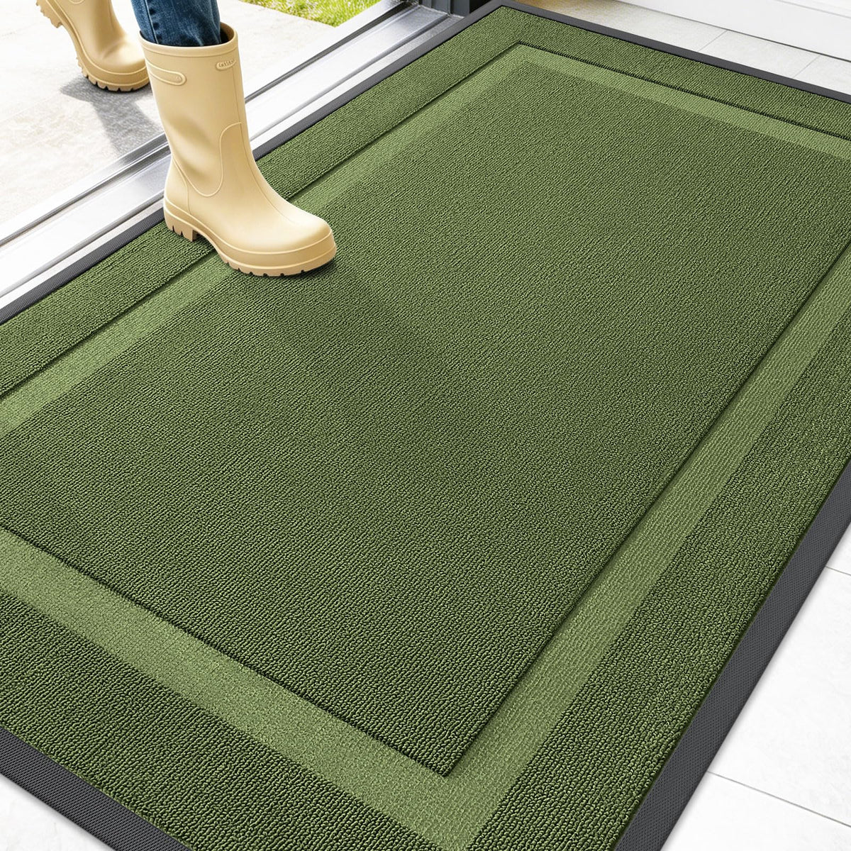OLANLY Front Door Mat 47x32 classic green front view