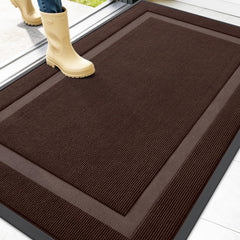 OLANLY Front Door Mat 47x32 Dark Brown front view