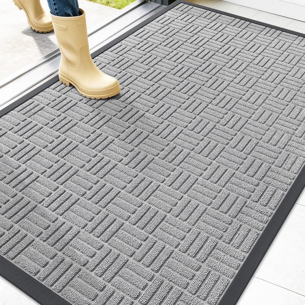 OLANLY Front Door Mat 47x32 light gray front view