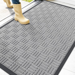 OLANLY Front Door Mat 47x32 light gray front view