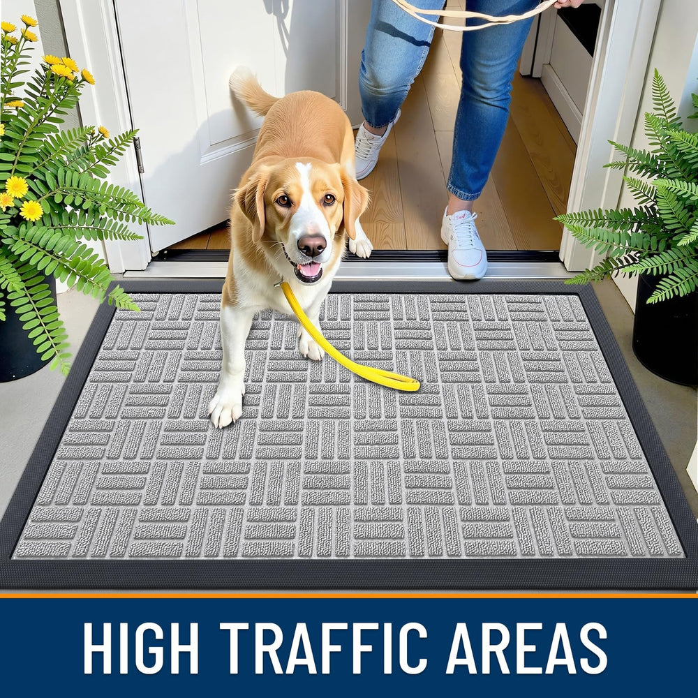 OLANLY Front Door Mat 47x32 light gray in indoor entryway