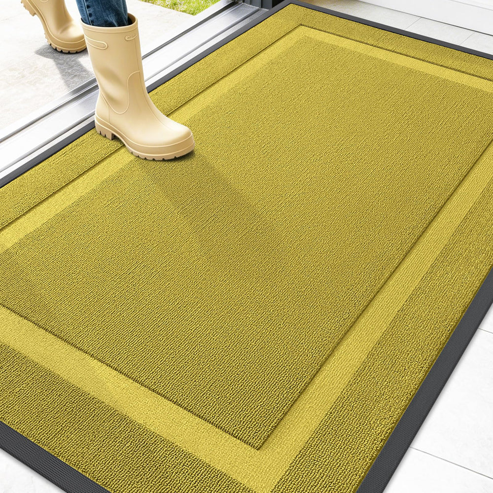 OLANLY Front Door Mat 47x32 Lime Green front view