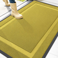 OLANLY Front Door Mat 47x32 Lime Green front view