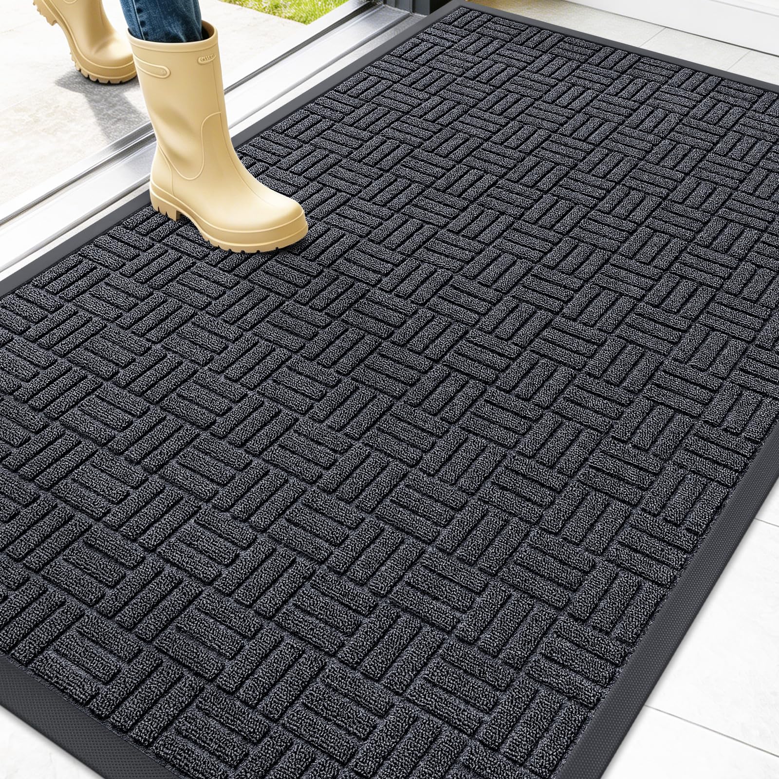 OLANLY Front Door Mat 47x32 with natural rubber backing