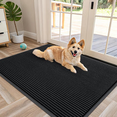 OLANLY Front Door Mat 47x34 black model front view