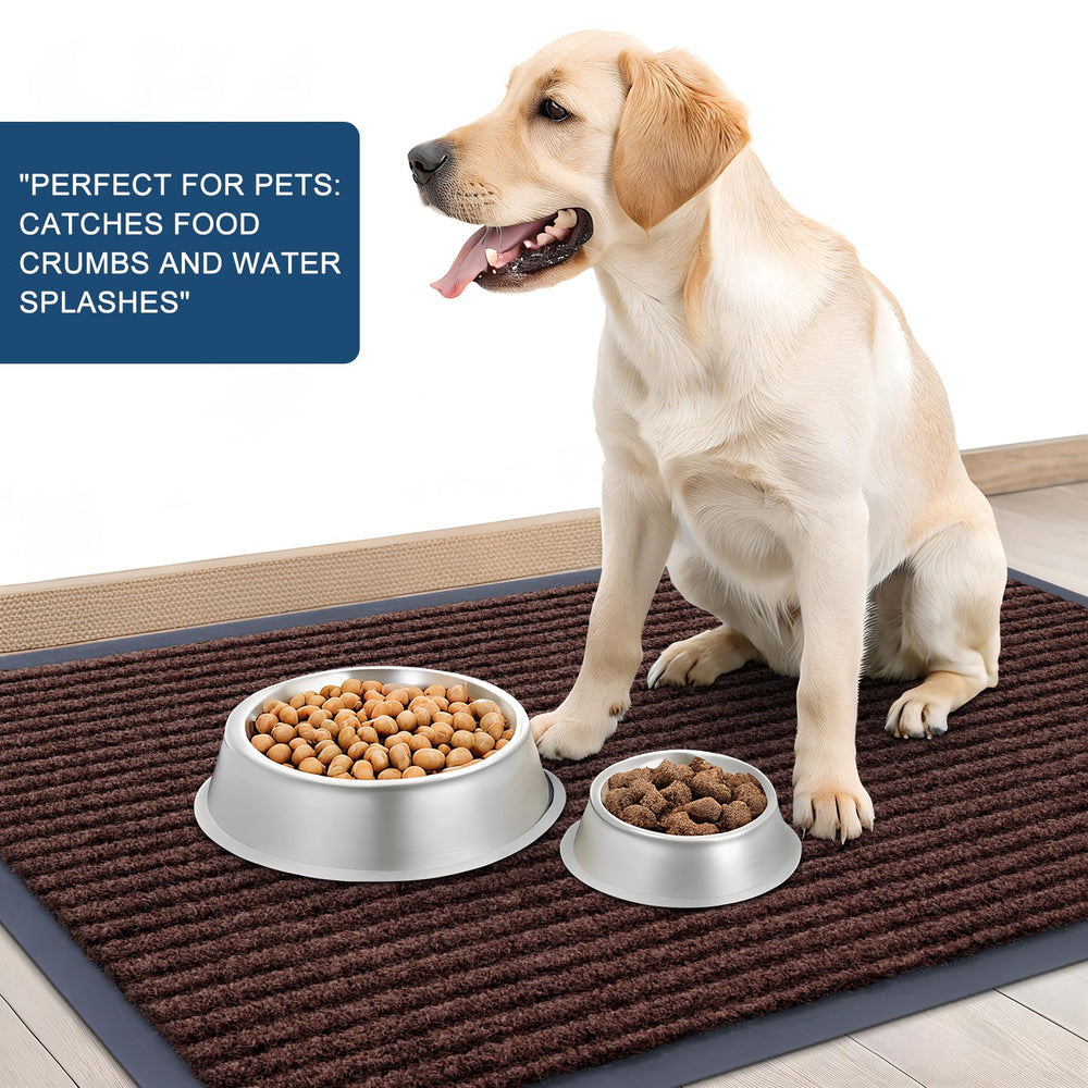 OLANLY Front Door Mat 47x34 showing easy cleaning process