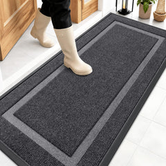 OLANLY Front Door Mat 59 x 23 inches grey surface view
