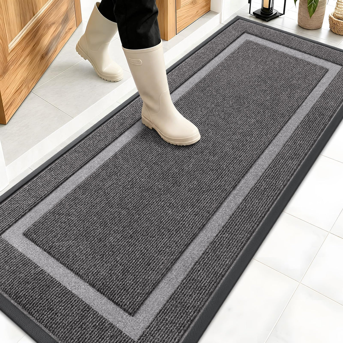OLANLY Front Door Mat 59x20 dark grey front view